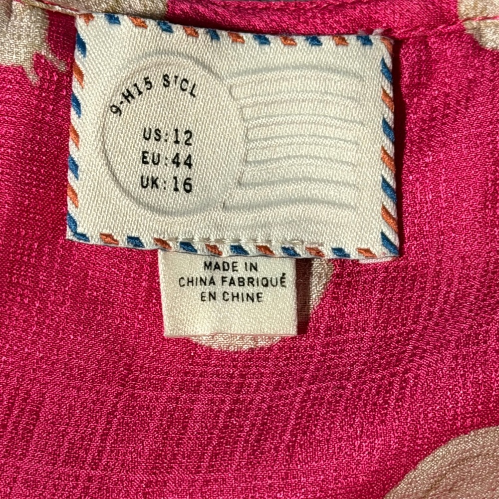 Anthropologie Postage Stamp Silk Blouse *flawed* Size 12 - Picture 9 of 13